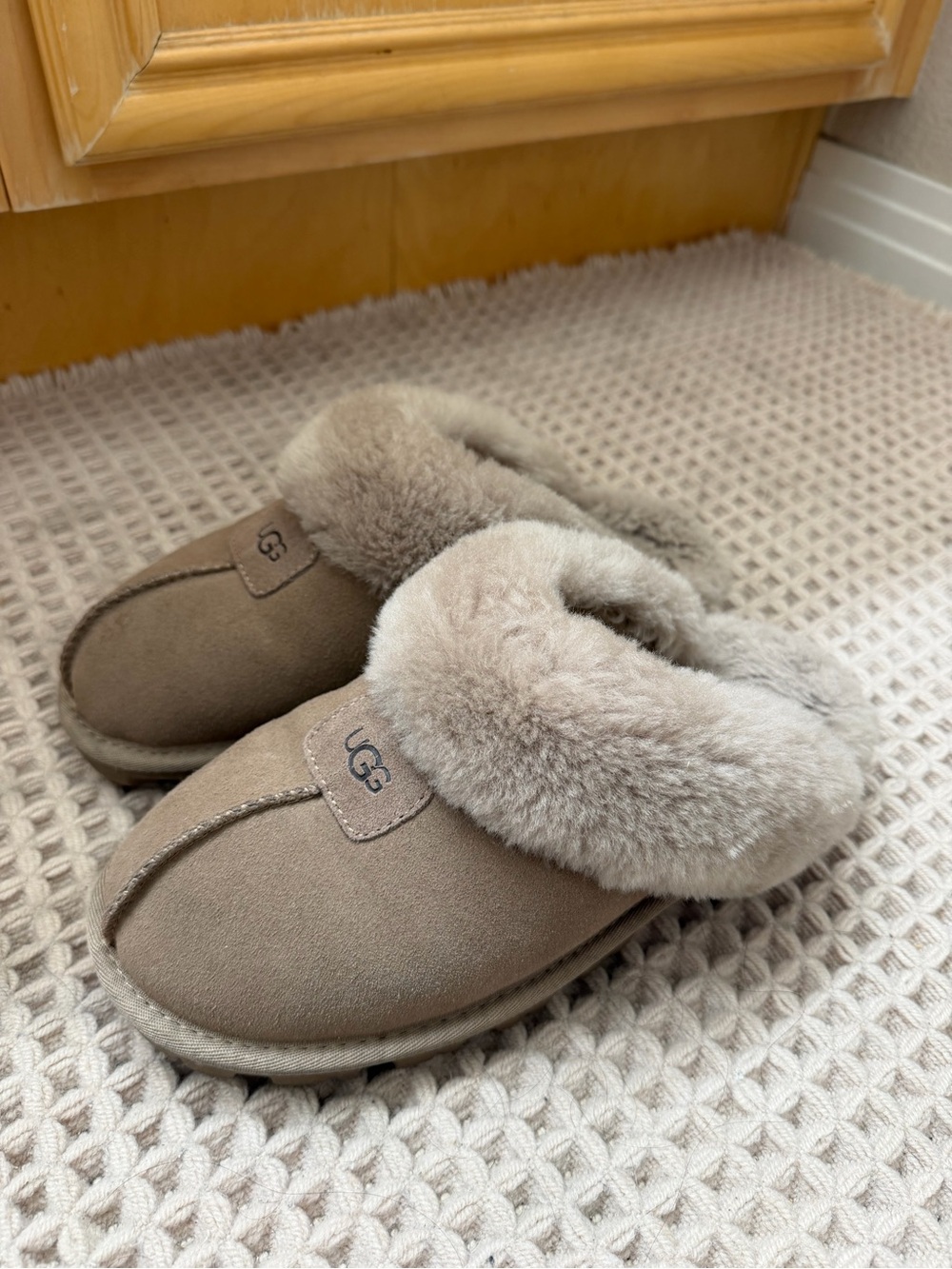 UGG Women's Plush Shearling Mule Slippers in Taupe